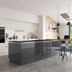 Cerney Gloss Handleless Porcelain and Graphite Main Shoot, from Riley James Kitchens Stroud