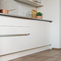 Cerney Soft Matte Handleless White Cameo 1, from Riley James Kitchens Stroud