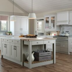 The Cherington-painted-stone-light-grey-kitchen-main - from Riley James Kitchens Stroud