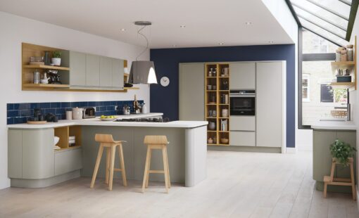 Siddington matte stone painted kitchen hero, from Riley James Kitchens Stroud