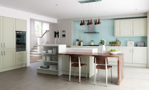 Tewkesbury shaker Kitchen - mussel kitchen hero, from Riley James Kitchens Gloucestershire