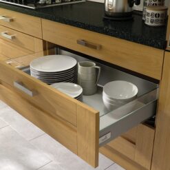 Tewkesbury shaker Kitchen - oak kitchen Hettich drawer from Riley James Kitchens Gloucestershire