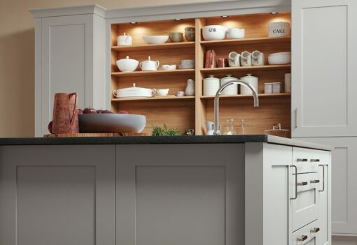 The Burleigh painted Light Grey Island, from Riley James Kitchens Gloucestershire