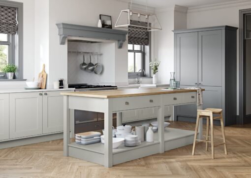 The Burleigh painted Light Grey and Dust Grey, from Riley James Kitchens Gloucestershire