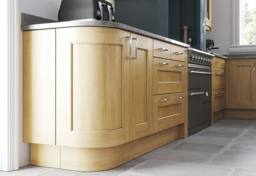 The Woodchester Shaker Kitchen - Light Oak kitchen cabinets, Quadrant Door - from Riley James Kitchens Stroud