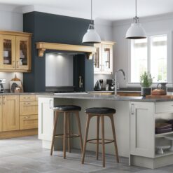 The Woodchester Painted Kitchen - Light Oak and painted Stone kitchen cabinets, Hero - from Riley James Kitchens Stroud