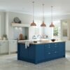 The Woodchester Kitchen - Parisian Blue and Mussel Painted kitchen cabinets, main - from Riley James Kitchens Stroud