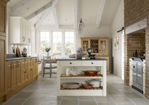 The Hampton Painted Shaker Kitchen in Light Oak & Ivory, from Riley James Kitchens Gloucestershire