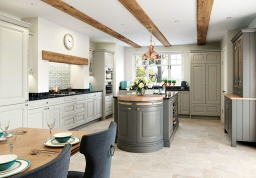 The Hampton Painted Shaker Kitchen in Stone & Gun Metal Grey, from Riley James Kitchens Gloucestershire