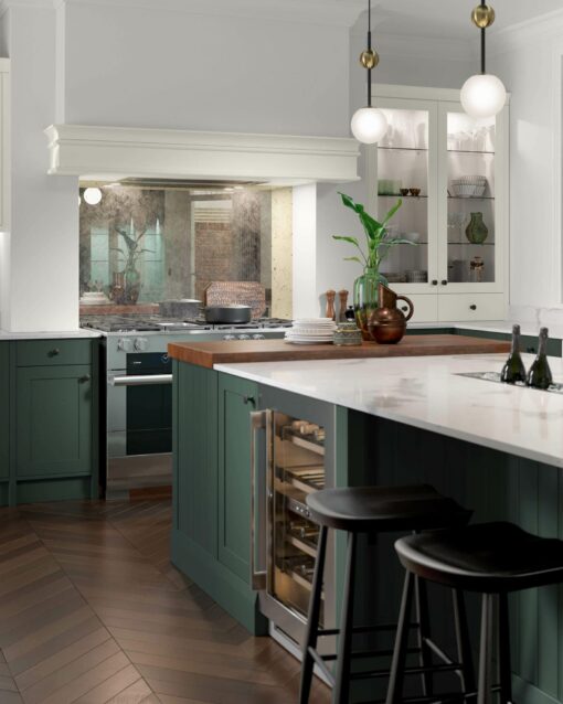 Clifden Heritage Green and Porcelain Cameo 2 - from Kitchen Stori, available at Riley James Kitchens Gloucestershire