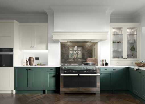 Clifden Heritage Green and Porcelain Cameo 3 - from Kitchen Stori, available at Riley James Kitchens Gloucestershire