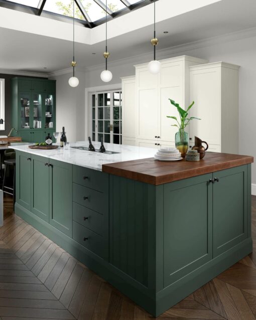 Clifden Heritage Green and Porcelain Cameo 4 - from Kitchen Stori, available at Riley James Kitchens Gloucestershire