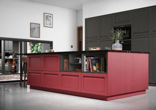 Harborne Graphite and CMS Chicory Red Cameo 1 - from Kitchen Stori, available at Riley James Kitchens Stroud