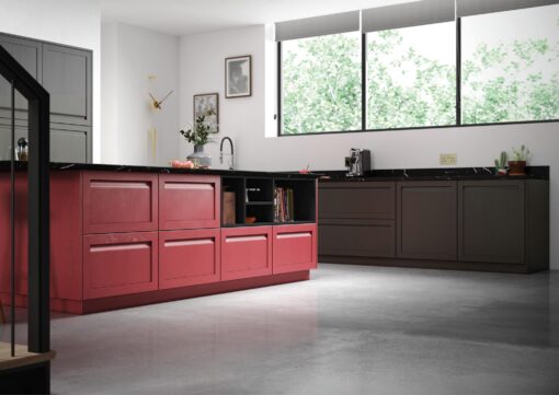 Harborne Graphite and CMS Chicory Red Cameo 2 - from Kitchen Stori, available at Riley James Kitchens Stroud