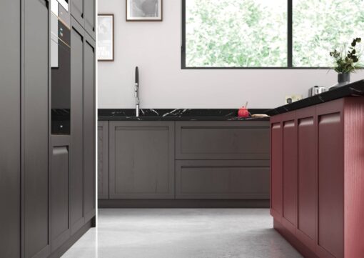Harborne Graphite and CMS Chicory Red Cameo 4 - from Kitchen Stori, available at Riley James Kitchens Stroud