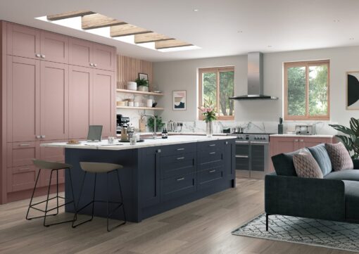 Madison Shaker Vintage Pink and Slate Blue Main Shot - from Kitchen Stori, available at Riley James Kitchens Stroud