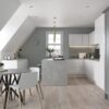 Strada Gloss White and Aldana Dust Grey Main Shot - from Kitchen Stori, available at Riley James Kitchens Stroud