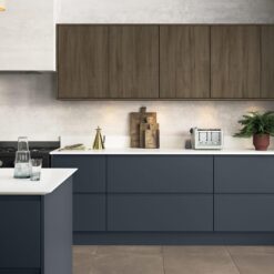 Strada Matte Slate Blue and Rezana Espresso Cameo 1 - from Kitchen Stori, available at Riley James Kitchens Stroud