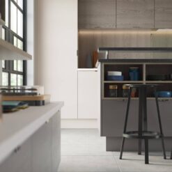 Tavola Slab Kitchen, Shell and Dust Grey Cameo 7 - from Kitchen Stori, available at Riley James Kitchens Gloucestershire