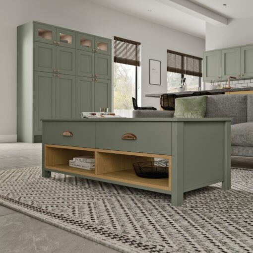 Wakefield Cardamom and Light Oak, Cameo 5 - from Kitchen Stori, available at Riley James Kitchens Stroud