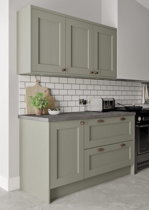 Wakefield Cardamom and Light Oak, Cameo 6 - from Kitchen Stori, available at Riley James Kitchens Stroud
