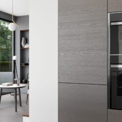 Zola Slab Gloss, Dust Grey and Tavola Carbon Cameo 6 - from Kitchen Stori, available from Riley James Kitchens Gloucestershire