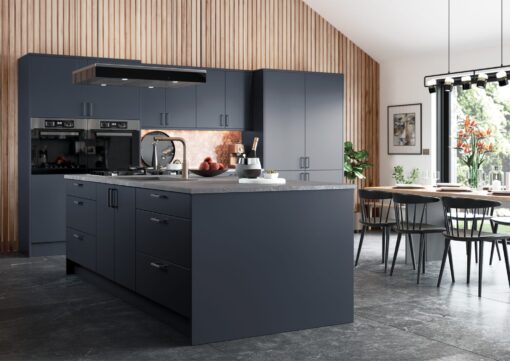 Zola Slab Matte in Slate Blue, Cameo 1 - from Kitchen Stori, available at Riley James Kitchens Stroud