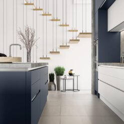 Zola Slab Soft-Matte, Indigo and White Cameo 2 - from Kitchen Stori, available at Riley James Kitchens Stroud