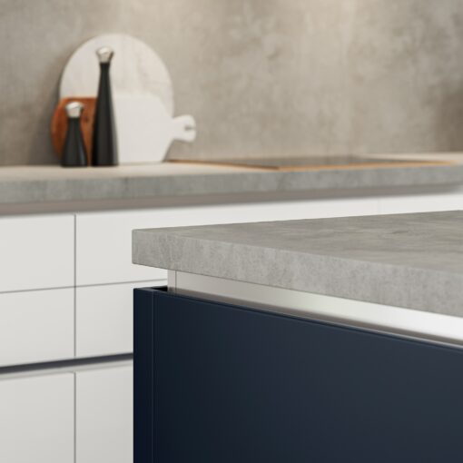 Zola Slab Soft-Matte, Indigo and White Cameo 3 - from Kitchen Stori, available at Riley James Kitchens Stroud