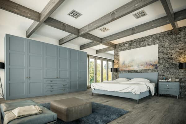 Bella Matt Denim Fitted Wardrobes - available from Riley James Bedrooms Gloucestershire