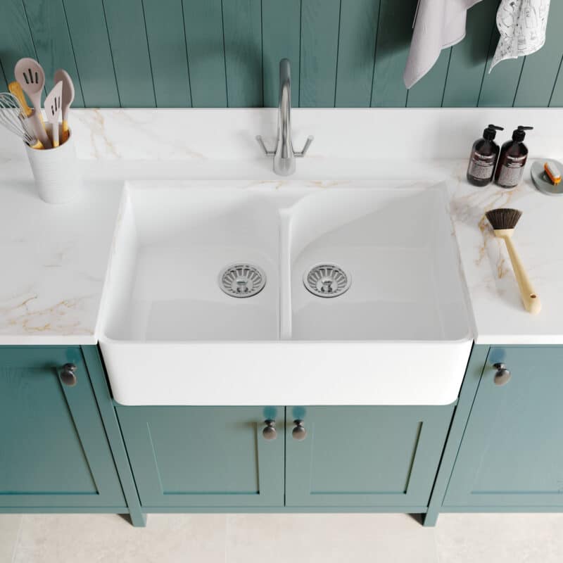 Aldana Viridian kitchen sink - Stori Kitchens, available at Riley James Kitchens