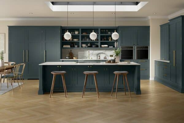 Bespoke Inframe Kitchen, Caledonia Stroma Smooth Painted, Grassy Glen - available from Riley James Kitchens Stroud