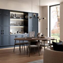 Arrington Inframe Shaker kitchen, Shell and Slate Blue Cameo 6, a Kitchen Stori kitchen available from Riley James Kitchens Stroud