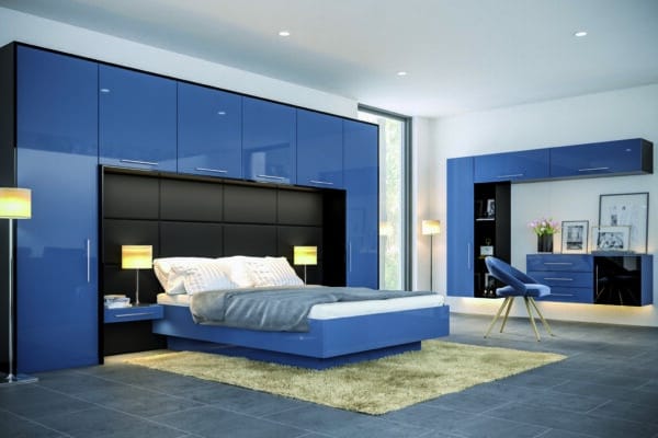 Zurfiz Ultragloss Baltic Blue fitted bedrooms - available from Riley James Bedrooms Gloucestershire