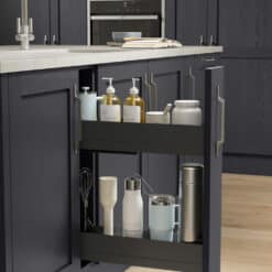 Newcombe Indigo and Light Grey_SUB-Slim_Premea Lava_150-cabinet - available from Riley James Kitchens