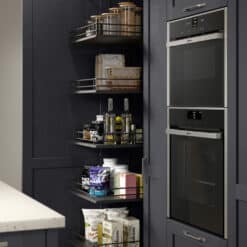 Newcombe Indigo and Light Grey_TAL-Gate_Premea-Lava_600-cabinet - available from Riley James Kitchens