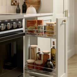 Newcombe Taupe Grey_SUB-Larder_Premea Platinum_150-cabinet, by Stori kitchens - available from Riley James Kitchens